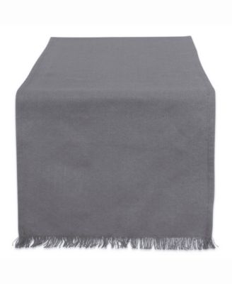 Design Imports - Solid Gray Heavyweight Fringed Table Runner 14" X 72" Grey