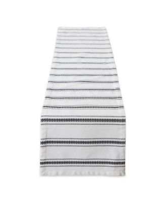 Design Imports - Zig Dobby Stripe Table Runner Black