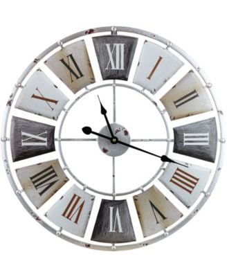Sorbus - 24" Vintage Industrial Style Oversized Decorative Wall Clock - Beautifully decorate any wall space in the household Beige, Black, Brown, Gray, White, Silver-Tone