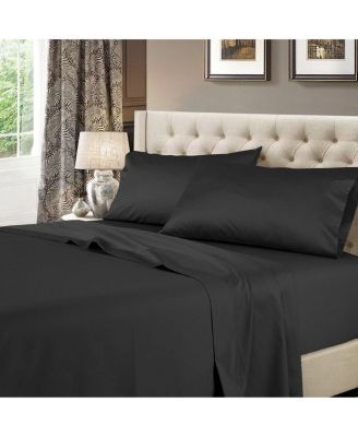 Egyptian Linens - 600 Thread Count Solid Cotton Sheets Set, Twin XL Black
