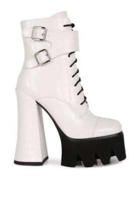 London Rag - stomper combat boots White