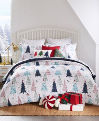 Levtex Home - Merry Bright White Pine Reversible 3-Pc. Comforter Set, Full/Queen Blue