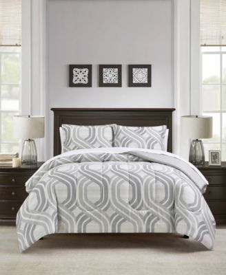 Macy's - Ainsley Geometric 3-Pc. Comforter Sets Neutral