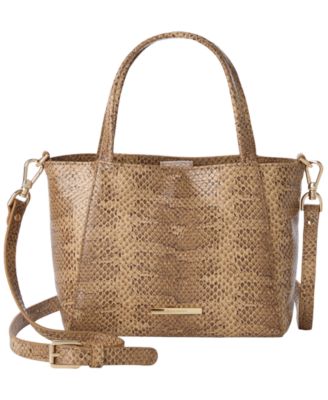 Brahmin - Mona Bonaire Small Leather Crossbody Tote Bag Light Pecan