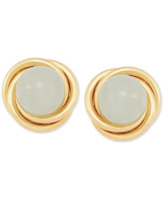 Macy's - Jade (6mm) Button Knot Stud Earrings in 10k Gold Yellow Gold