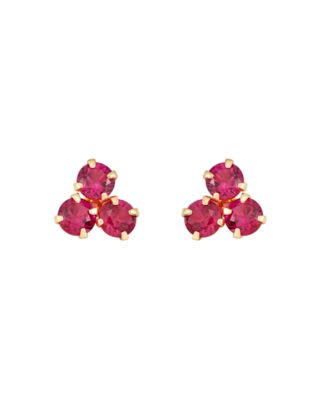 Macy's - Ruby (3/4 ct. t.w.) Button Stud in 10k Yellow Gold Ruby