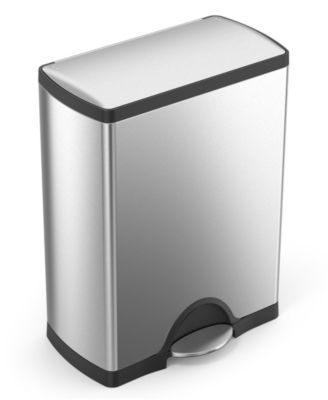 simplehuman - 13 Gallon Classic Rectangular Step Kitchen Trash Can with Soft-Close Lid BRUSHED ST