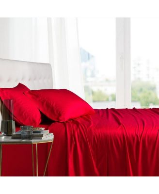 Egyptian Linens - 100% Viscose from Bamboo Sheet 5-Piece Set, Split King Red