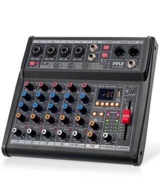 Pyle - Compact 6-Channel Audio Mixer Pro Audio Interface with Multi-FX Processor Black