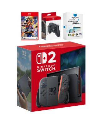 Nintendo - Switch 2 Video Game Console with Street Fighter 6, Pro Controller and MightySkins Code Bundle Charcoal