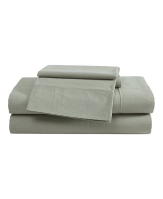 Eddie Bauer - Solid Brushed 180-Thread Count Cotton Percale 3-Pc. Sheet Set, Twin Seagrass Green