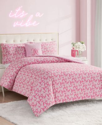 Juicy Couture - Plush Reversible Gothic Leopard 3-Pc. Comforter Set, Twin/Twin XL Pink