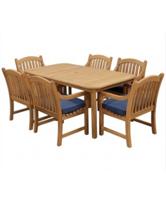 Macy's - Bristol 7-Piece Rectangular Outdoor Dining Set (Dining Table and 6 Dining Chairs) Blue