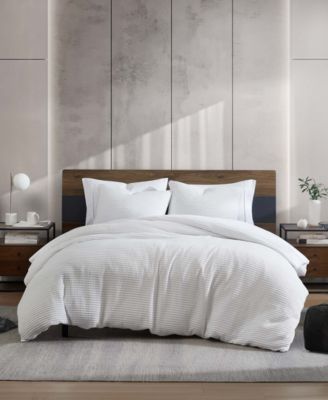 Kenneth Cole New York - Solid Waffle 3 Piece Comforter Set, Full/Queen White