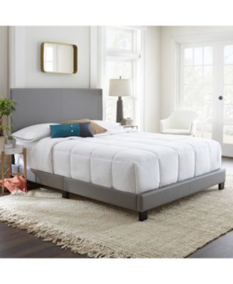 Boyd Sleep - Florence Leatherette Upholstered Platform Bed Frame with Adjustable Headboard - - Twin Grey