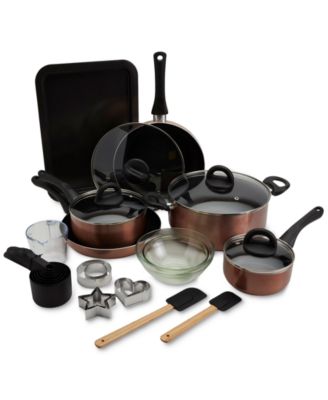 Basic Essentials - 29-Pc. Nonstick Aluminum Cookware & Bakeware Set Copper