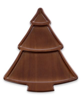 Toscana - Christmas Tree Sectioned Serving Tray Stained Parawood