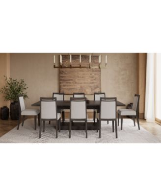 Macy's - Tivie 9-Pc. Dining Set (Rectangular Table & 8 Wood Dining Chairs) Brown