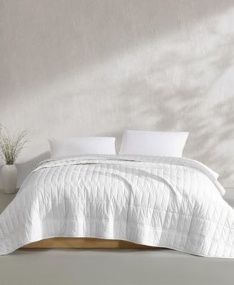 Calvin Klein - Washed Percale Solid Cotton 3-Pc. Quilt Set, Queen White