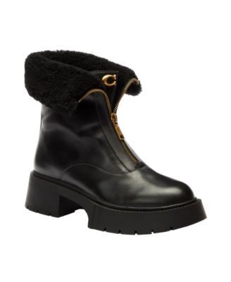 COACH - Women's Leah Platform Front Zip Booties Black