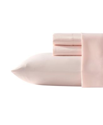 Laura Ashley - Solid Satin Bliss 3-Pc. Sheet Set, Twin Light Pink