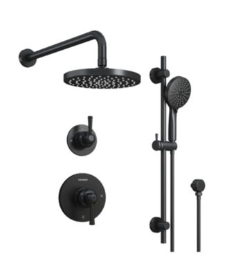 CASAINC - Modern 2-Function Shower System with Rainfall Head & 3-Mode Handheld,Adjustable Slide Bar Matte black