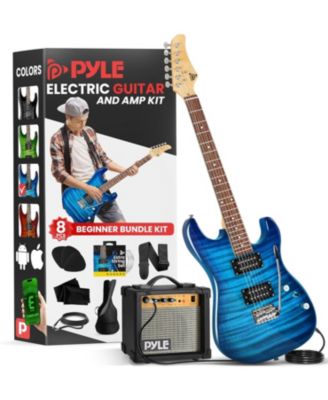 Pyle - 6-String Electric Guitar Kit- Includes Amplifier with Accessory Kit Blue