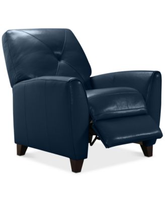 Furniture - Myia Tufted Back Leather Pushback Recliner Peacock Blue