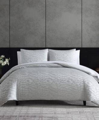 Vera Wang - Illusion 3 Piece Comforter Set, Queen Silver Gray