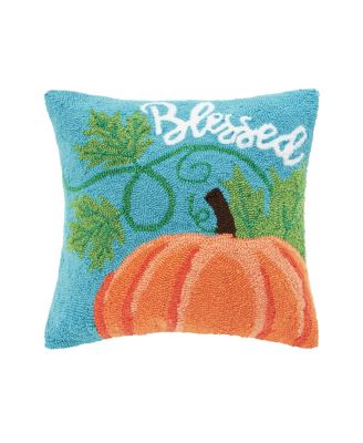 C&F Home - Blessed Pumpkin Hooked Throw Pillow Blue