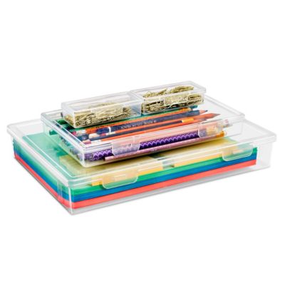 Sorbus - 4 Piece Stackable Document & Paper Storage Box Set Clear