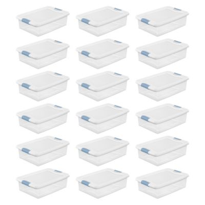 VM Innovations - Sterilite 32 Quart Clear Stackable Latching Storage Box Containers, 18 Pack Multi