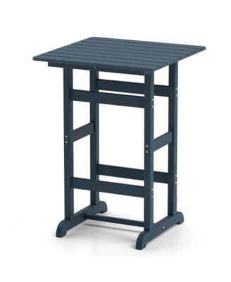 Slickblue - Square Bar Table Dining Table with Slatted Tabletop for Poolside Navy