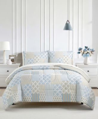 Macy's - Patchwork Reversible 3-Pc. Comforter Sets Khaki