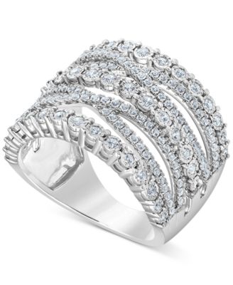 Macy's - Diamond Multi-Row Crossover Statement Ring (1 ct. t.w.) in Sterling Silver Sterling Silver