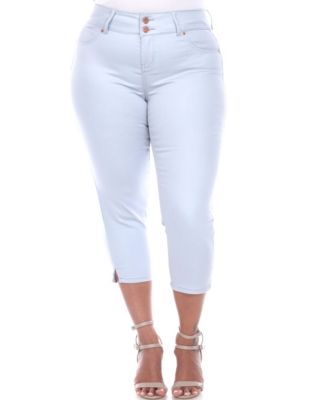White Mark - Plus Size Capri Jeans Light Blue