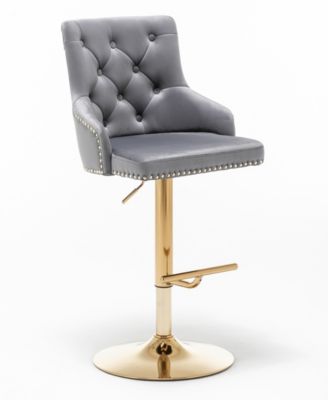 Best Master Furniture - Brightcast Tufted Bar Stools, 2 Piece Dark Gray