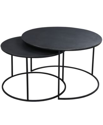 Macy's - Declan Round Nesting Coffee Table Antique-like Charcoal