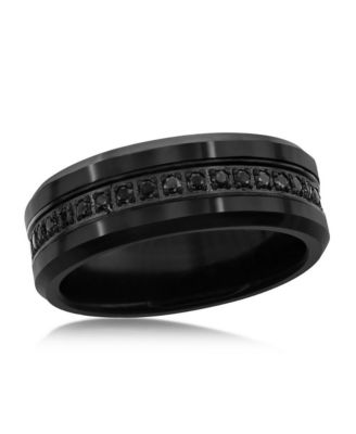 Metallo - Black CZ Eternity Tungsten Ring Silver