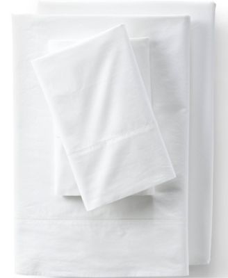 Lands' End - 300 Thread Count Cotton Percale Bed Sheet Set White