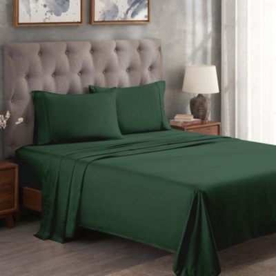 Superior - 300-TC Egyptian Cotton Solid Deep Pocket Sheet Set, King Hunter green