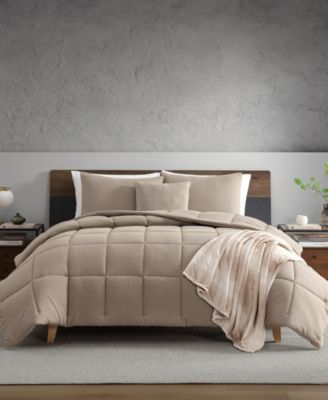 Kenneth Cole Reaction - Solid Washed Microfiber 5-Pc. Comforter Set, Full/Queen Soft Brown