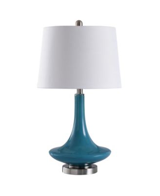 StyleCraft Home Collection - Hardback Fabric Shade Table Lamp Blue