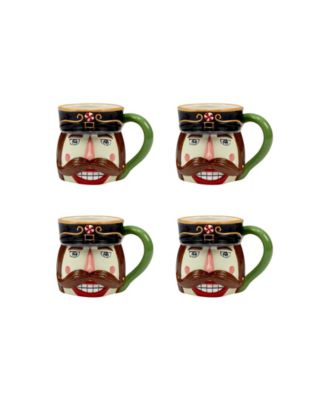 Certified International - Holiday Magic Nutcracker 4 Piece 3D Mug Set Brown, Red, Green