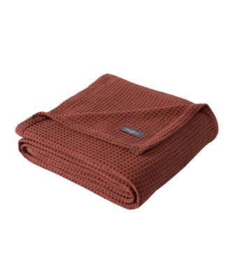 Macy's - Eddie Bauer Solid Waffle Cotton Reversible Blanket, Twin Canyon Orange