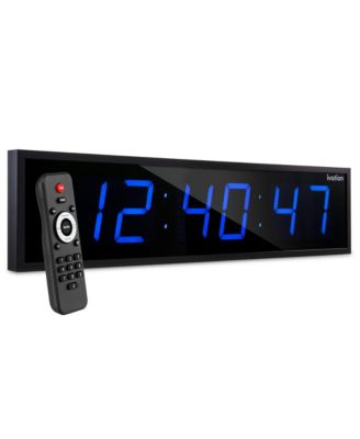 Ivation - Large Digital Clock, 36" LED Wall Clock with Alarms, Timer & More Blue