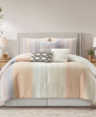 Stratford Park - Cosette Stripe 7-Pc. Comforter Set, Queen Pink