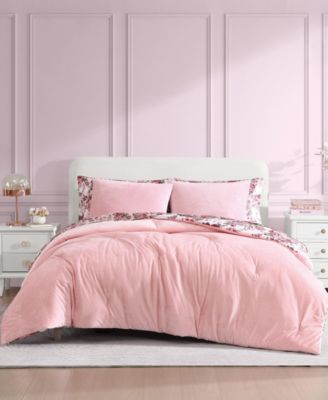 Betsey Johnson - Solid Velvet 2-Pc. Comforter Set, Twin Sea Pink