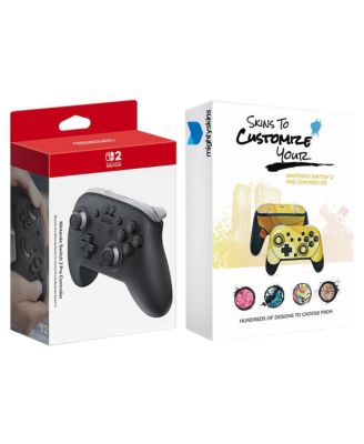 Nintendo - Switch 2 Pro Controller with MightySkins Custom Wrap Bundle Black
