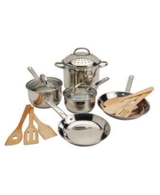 Basic Essentials - Induction-Ready Stainless Steel 14-Pc. Cookware Set Silver